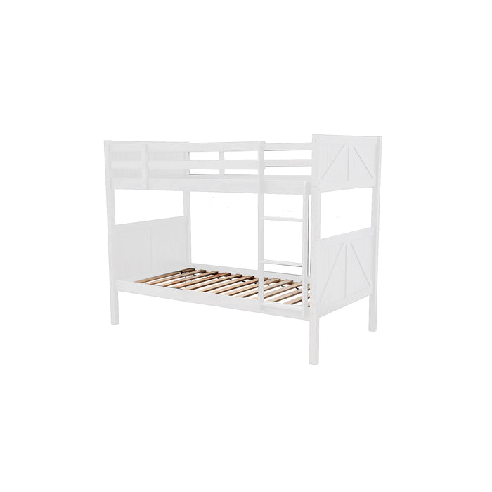 7509 WHITE Solid Wood Bunk Bed - TWIN-TWIN