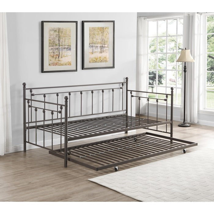 7622 COPPER Victorian Metal Daybed w/ Trundle - TWIN-TWIN