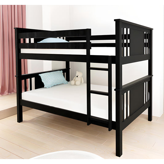 7505 BLACK Stackable Post Wood Bunk Bed w/ MDF Board - TWIN-TWIN