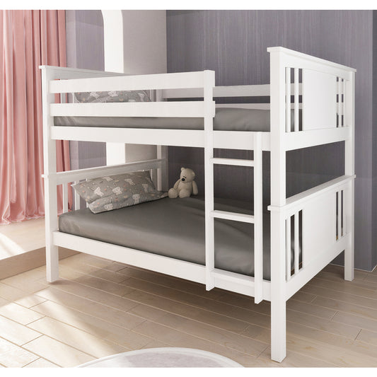 7506 WHITE Stackable Post Wood Bunk Bed w/ MDF Board - TWIN-TWIN