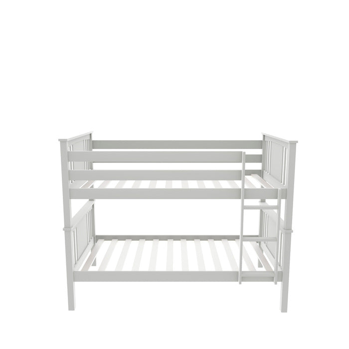 7506 WHITE Stackable Post Wood Bunk Bed w/ MDF Board - TWIN-TWIN