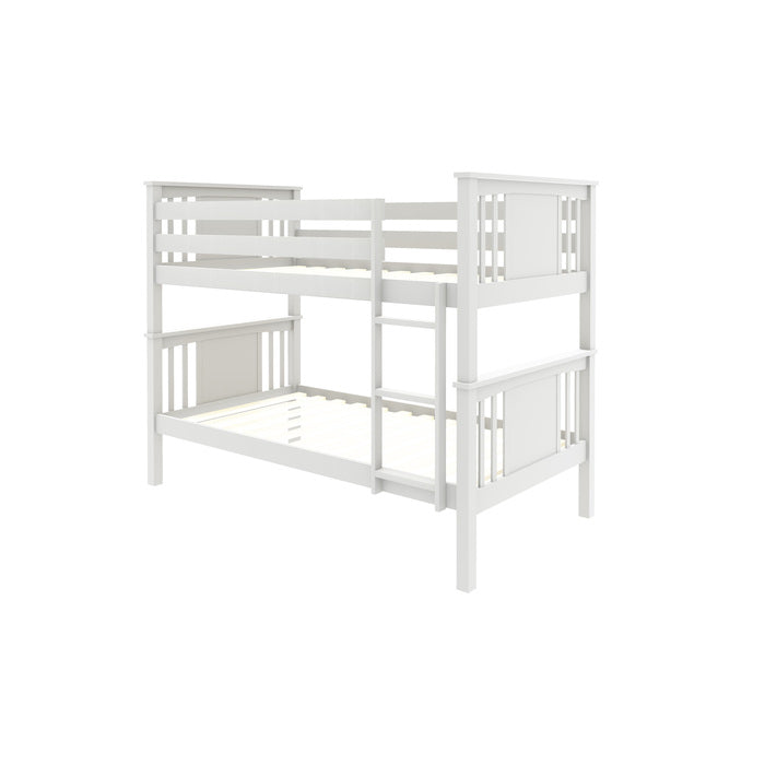 7506 WHITE Stackable Post Wood Bunk Bed w/ MDF Board - TWIN-TWIN