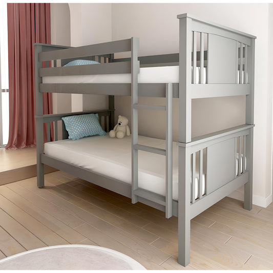 7507 GRAY Stackable Post Wood Bunk Bed w/ MDF Board - TWIN-TWIN