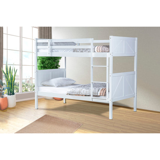 7509 WHITE Solid Wood Bunk Bed - TWIN-TWIN