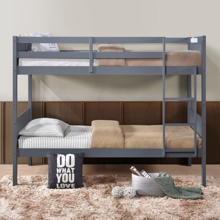 7541 DARK GRAY Stackable Post Wood Bunk Bed - TWIN-TWIN