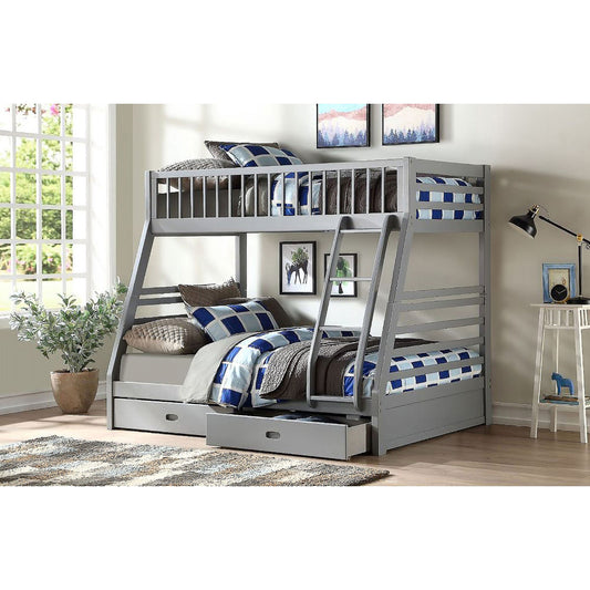 7588-GR GRAY Mission Wooden Bunk Bed - TWIN-FULL
